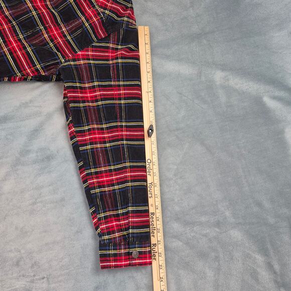 Levi’s Woman's Cropped Red Plaid Corduroy Trucker Jacket Sz M Sherpa Lined - Picture 7 of 9